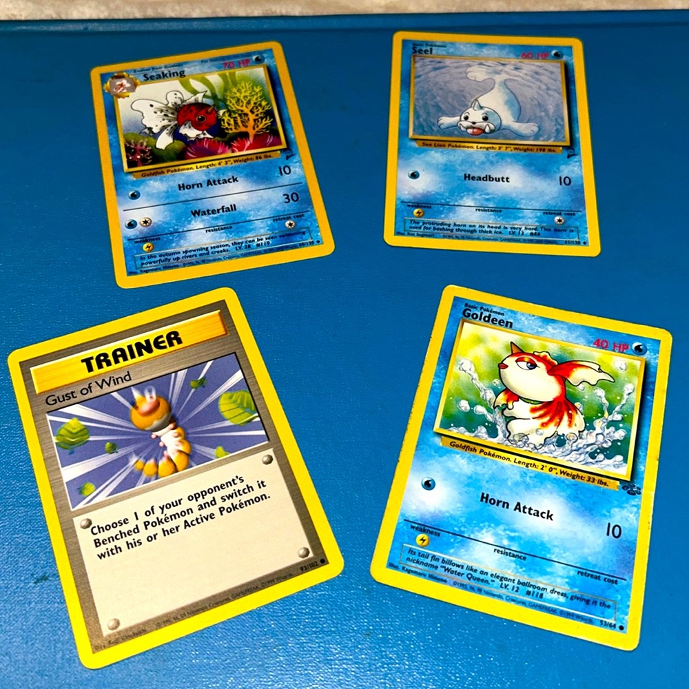 •5 FOR $10 KIDS TOYS•4 Pokémon Cards 1999 Original Wizards Base Set Water Types